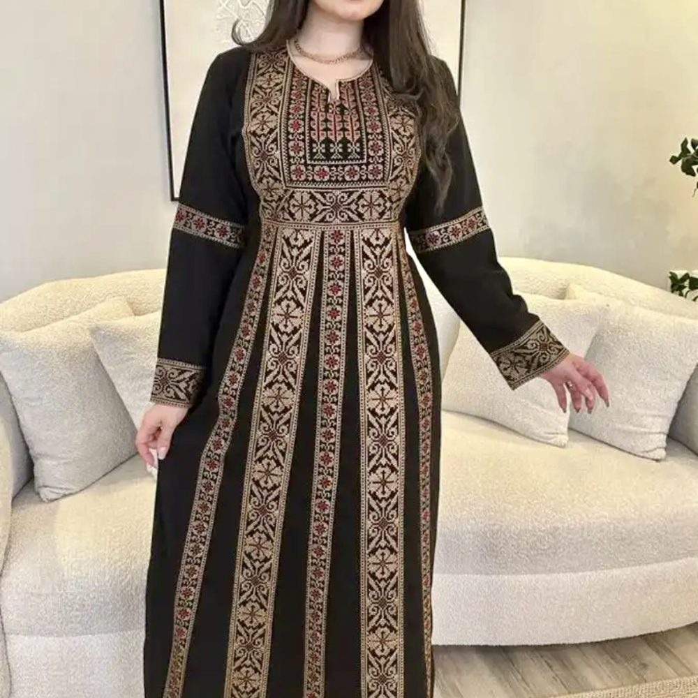 جلابيه اسود تطريز سوري